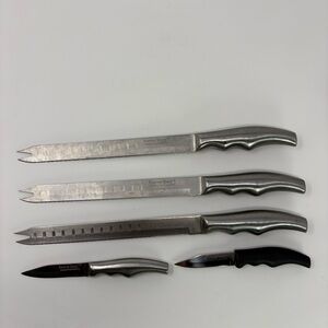 Forever Sharp Stainless Knives Lot Of 5 W/ Three 13” Slicing And Two 6” Paring